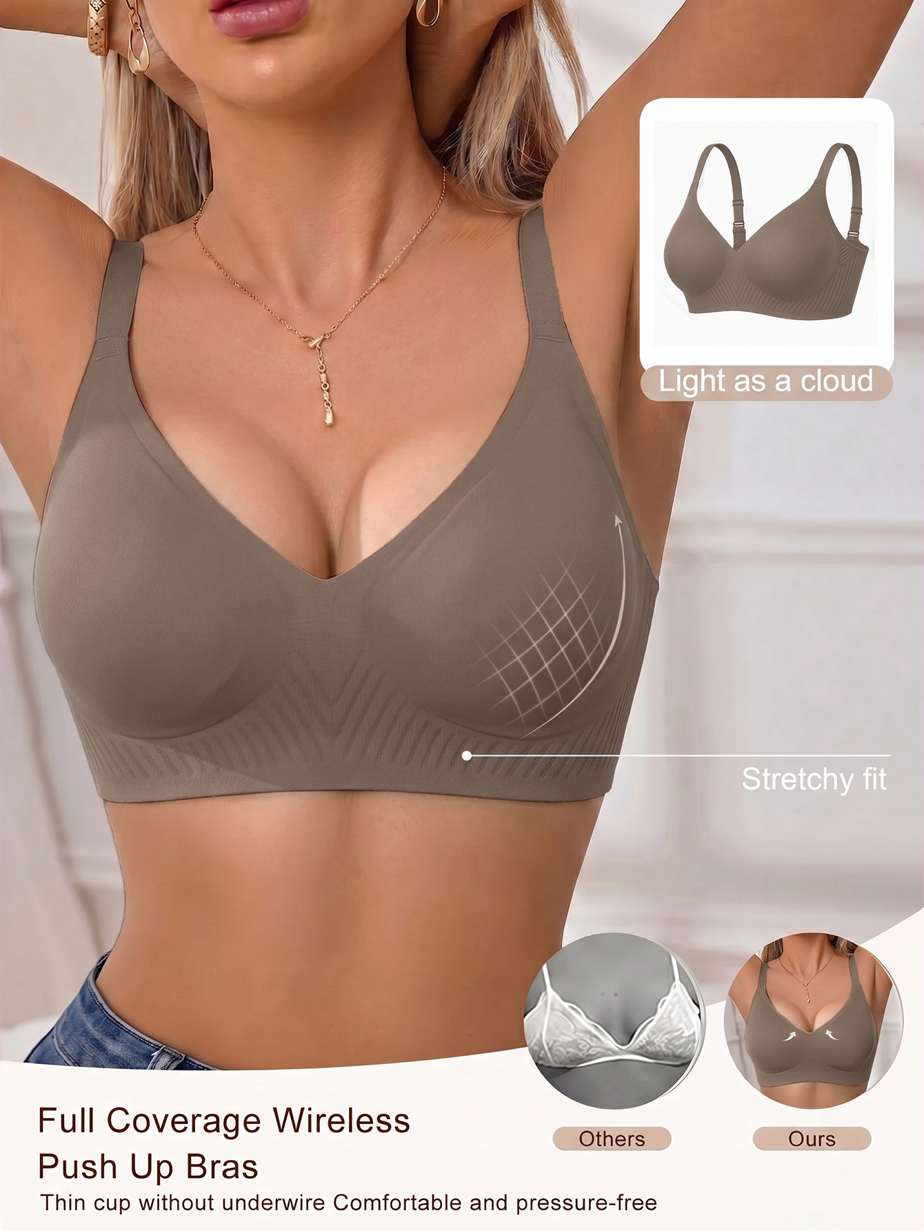 Full Coverage Push Up Jelly Su - Underwire Bra Padded recension och pris