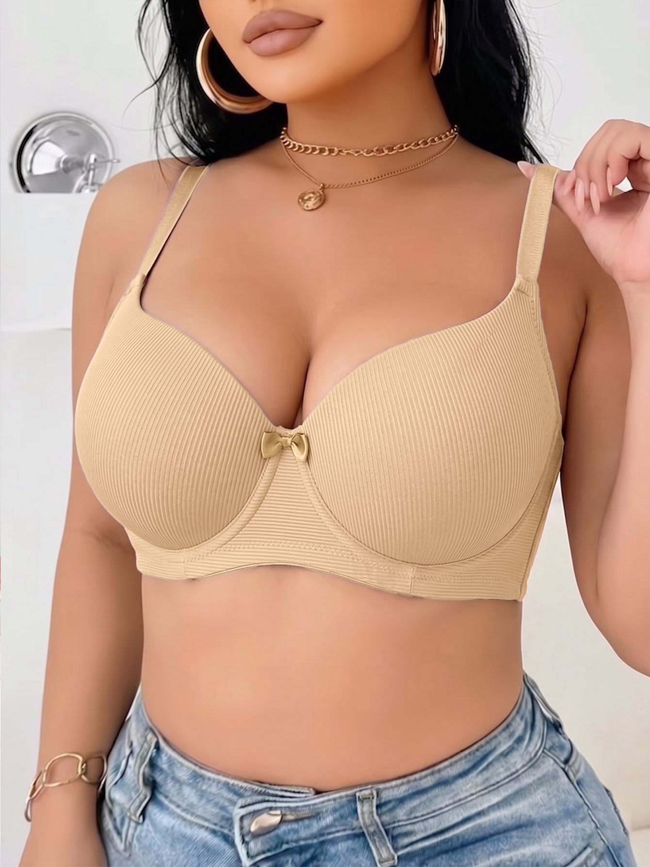 Plus Size Ribbed Women Bra Thi - Minimizer Bra Women recension och pris